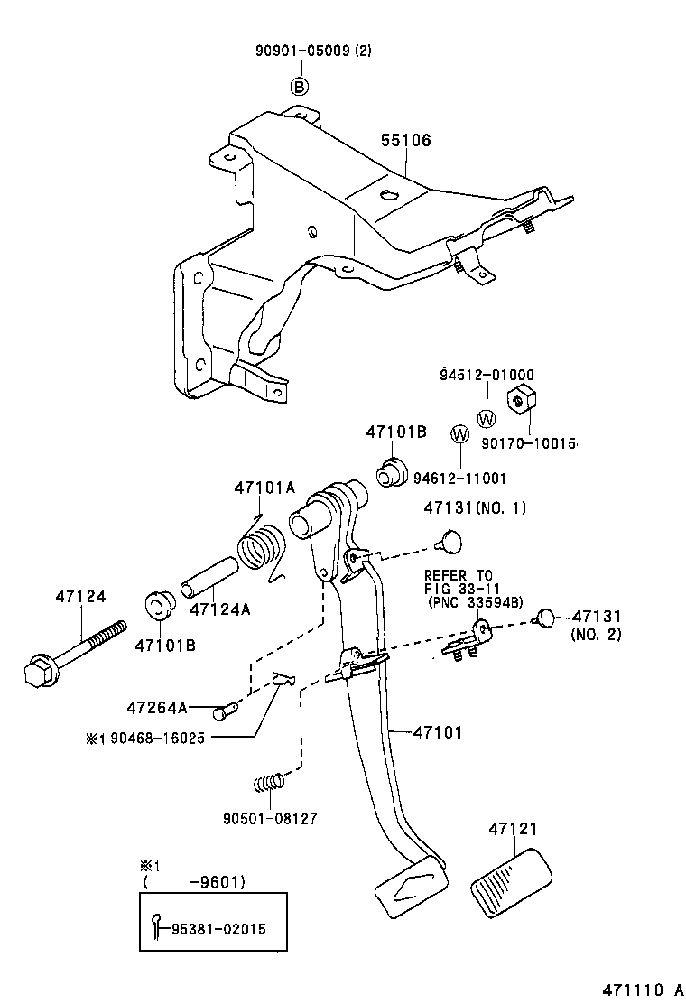 Toyota 47121-12011 PAD, BRAKE PEDAL