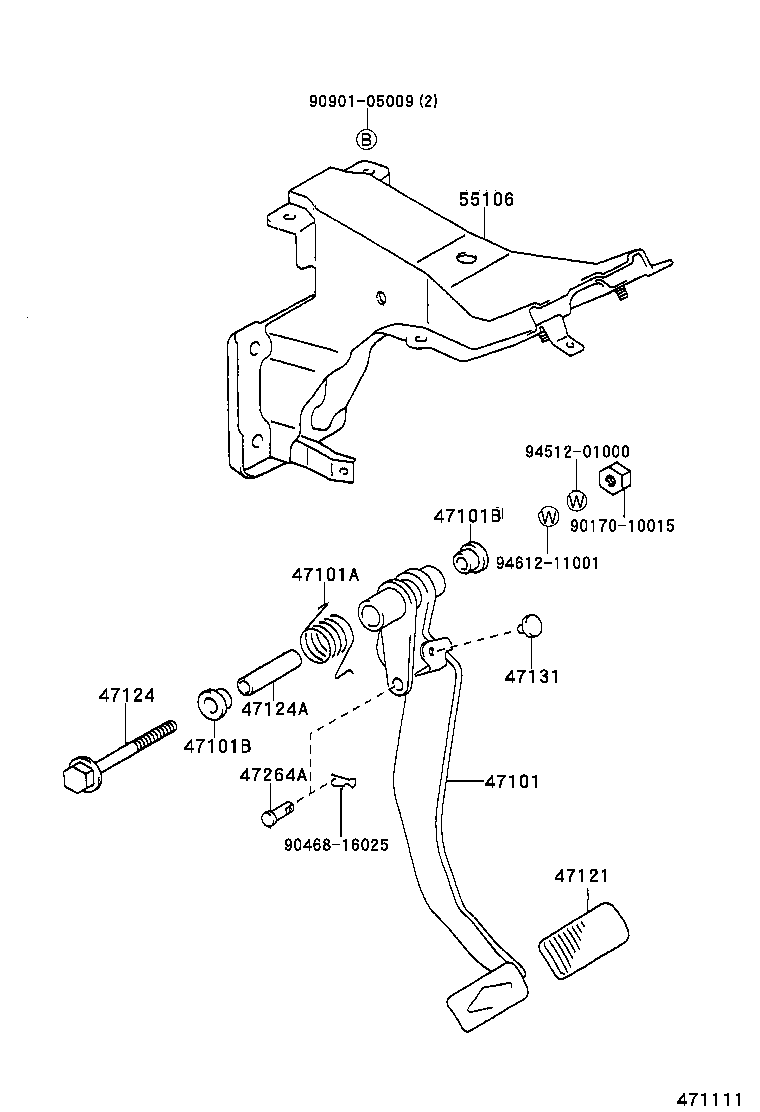 47101-28121 PEDAL SUB-ASSY, BRAKE product image