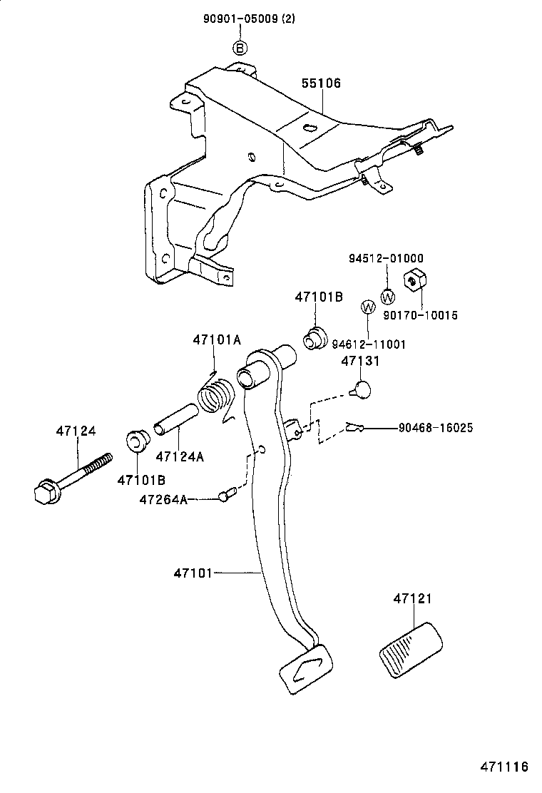 47101-28130 PEDAL SUB-ASSY, BRAKE product image