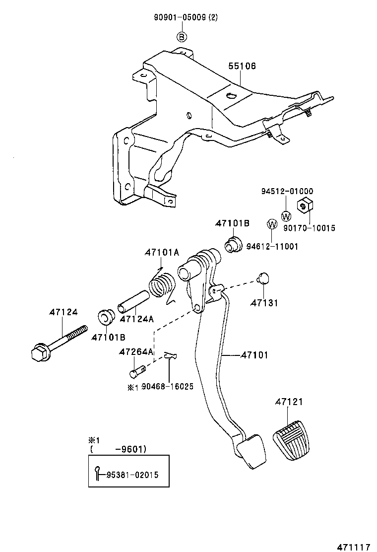 47101-28130 PEDAL SUB-ASSY, BRAKE product image