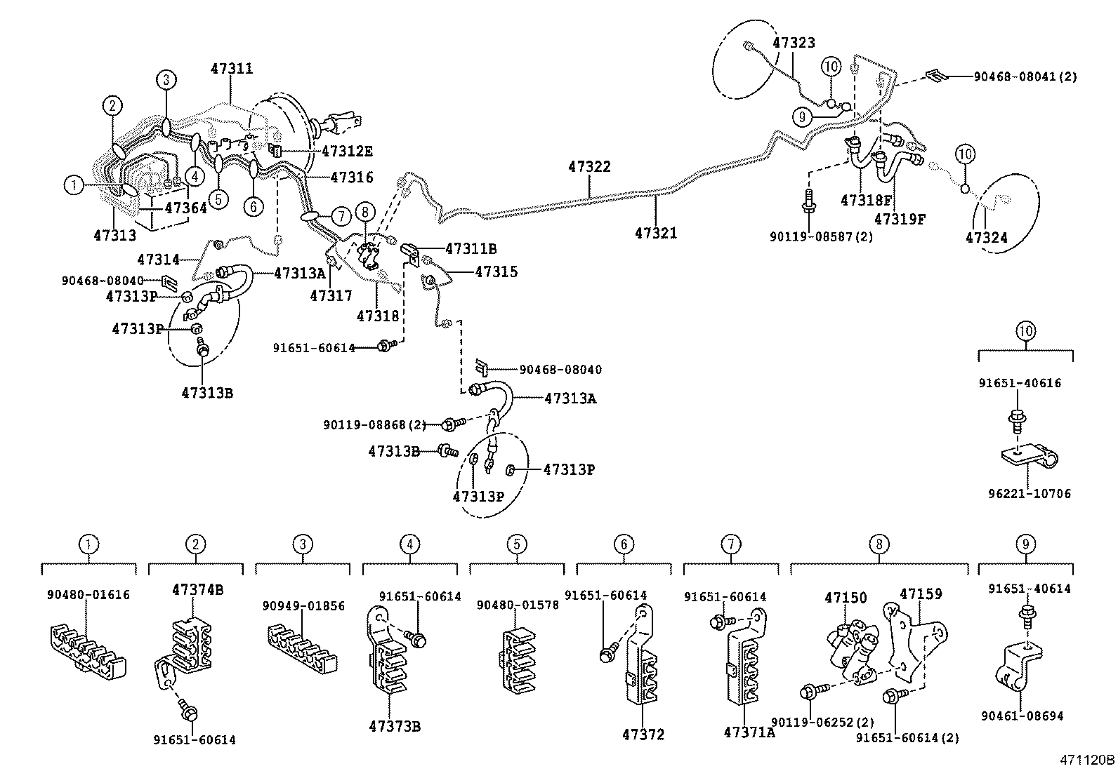 47323-13080 TUBE, REAR BRAKE, NO.3 product image
