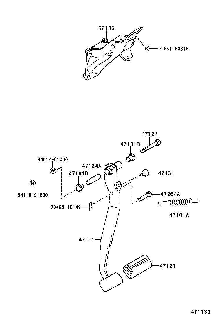 47101-02061 PEDAL SUB-ASSY, BRAKE product image