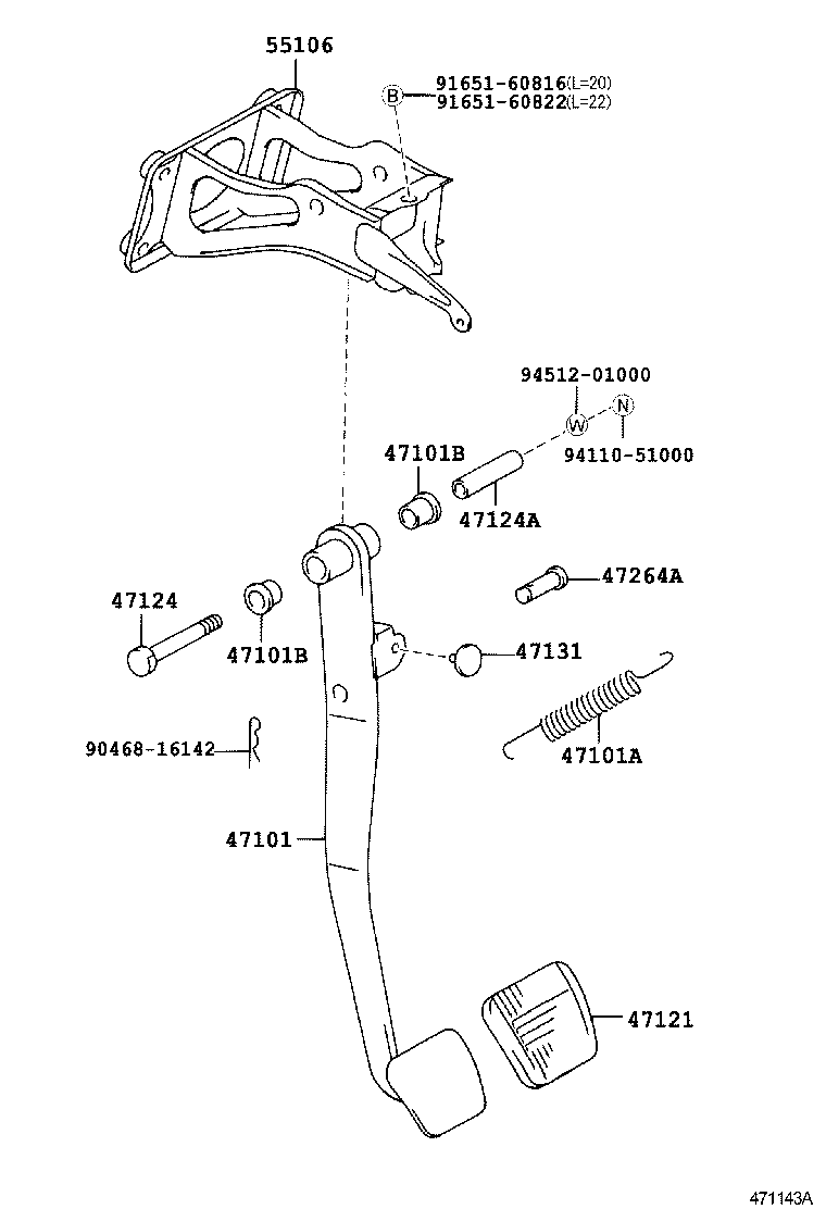47101-30430 PEDAL SUB-ASSY, BRAKE product image