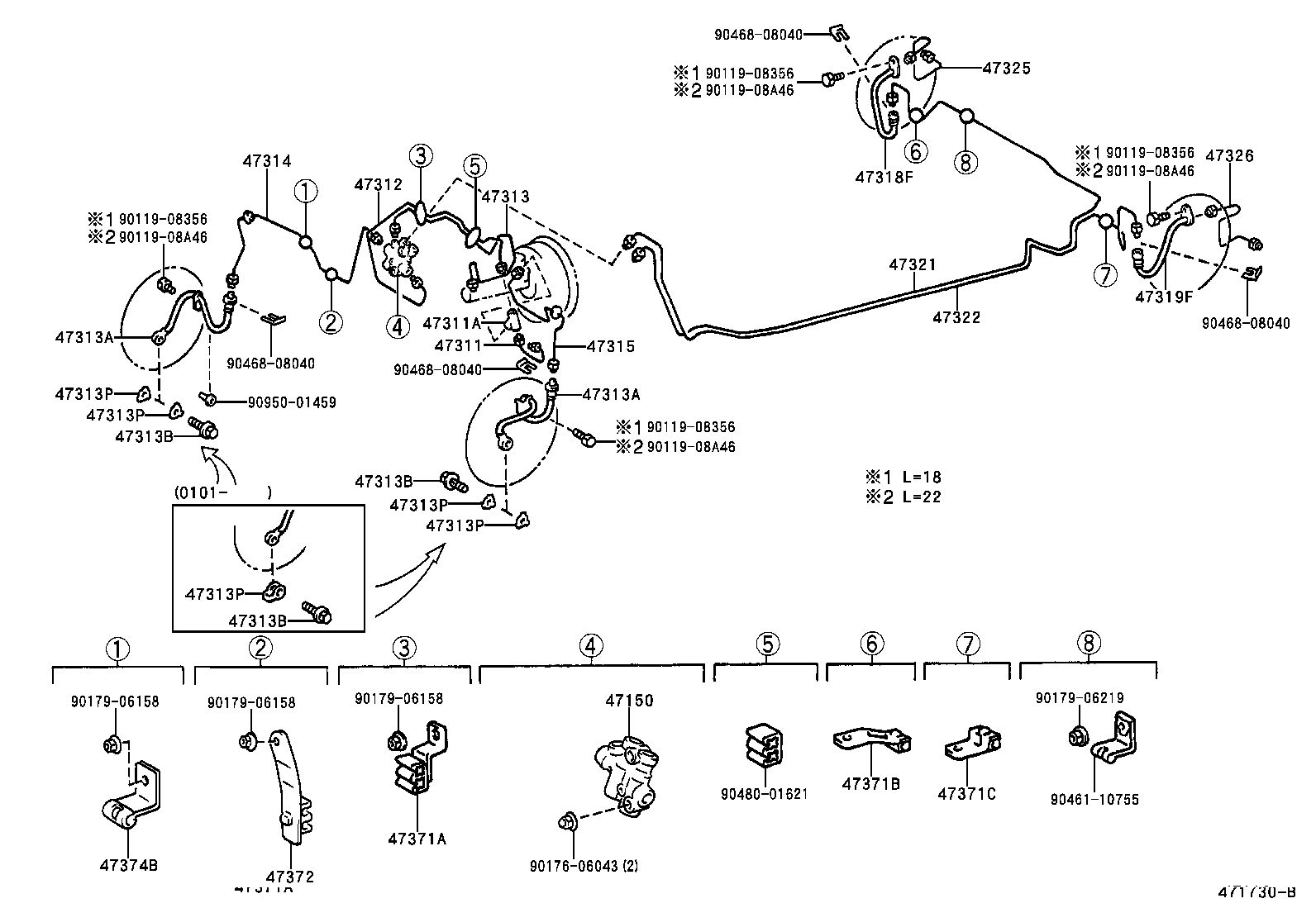 Toyota 47371-33130 CLAMP, BRAKE TUBE, NO.1