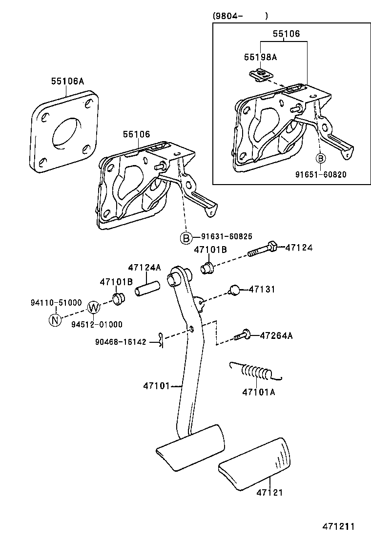47101-44040 PEDAL SUB-ASSY, BRAKE product image