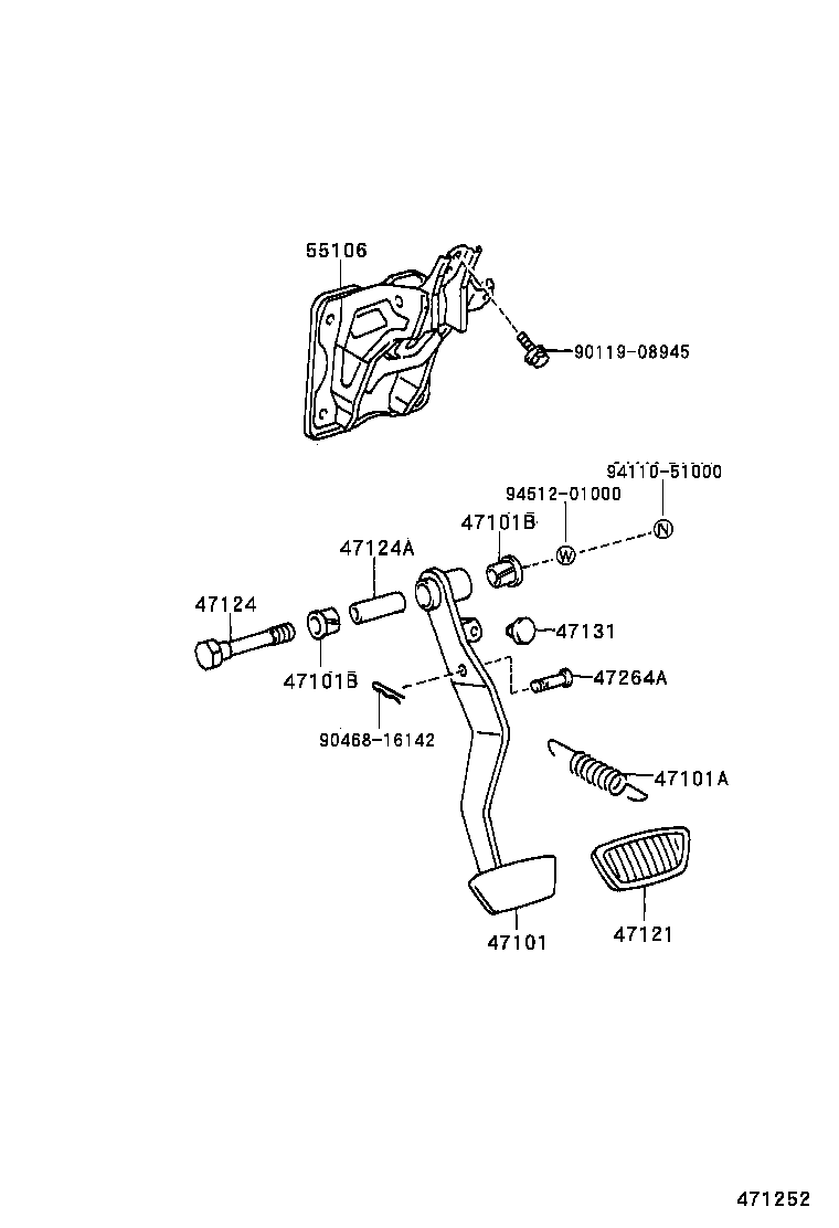 47101-30380 PEDAL SUB-ASSY, BRAKE product image