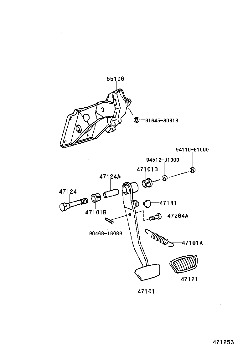 47101-30380 PEDAL SUB-ASSY, BRAKE product image