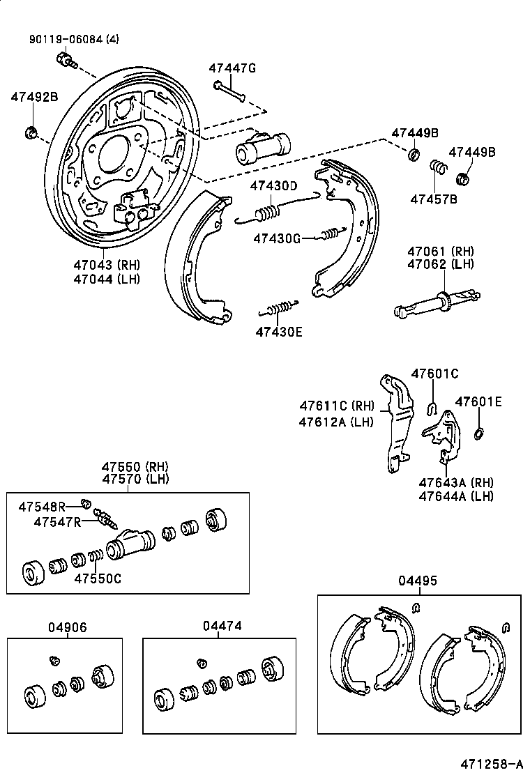04943-44010 STRUT KIT, REAR BRAKE, RH product image