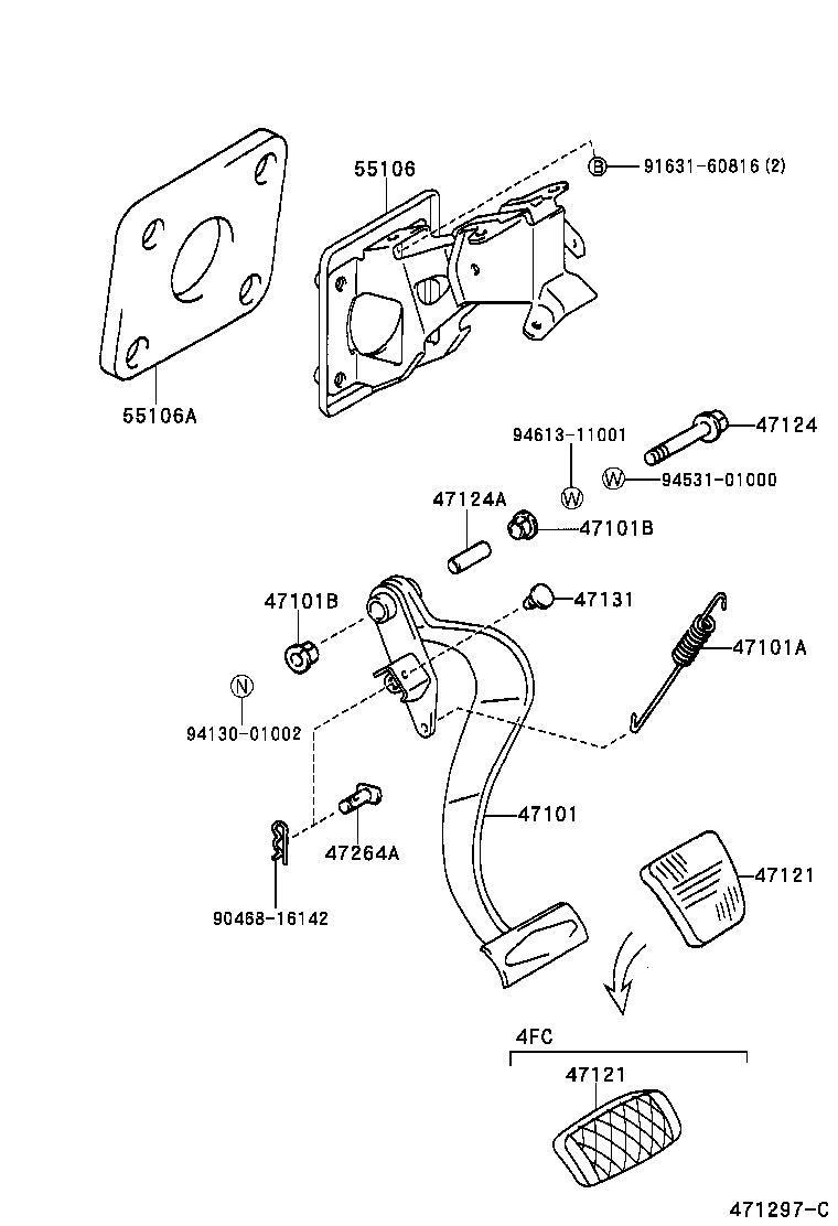 47101-0B030 PEDAL SUB-ASSY, BRAKE product image