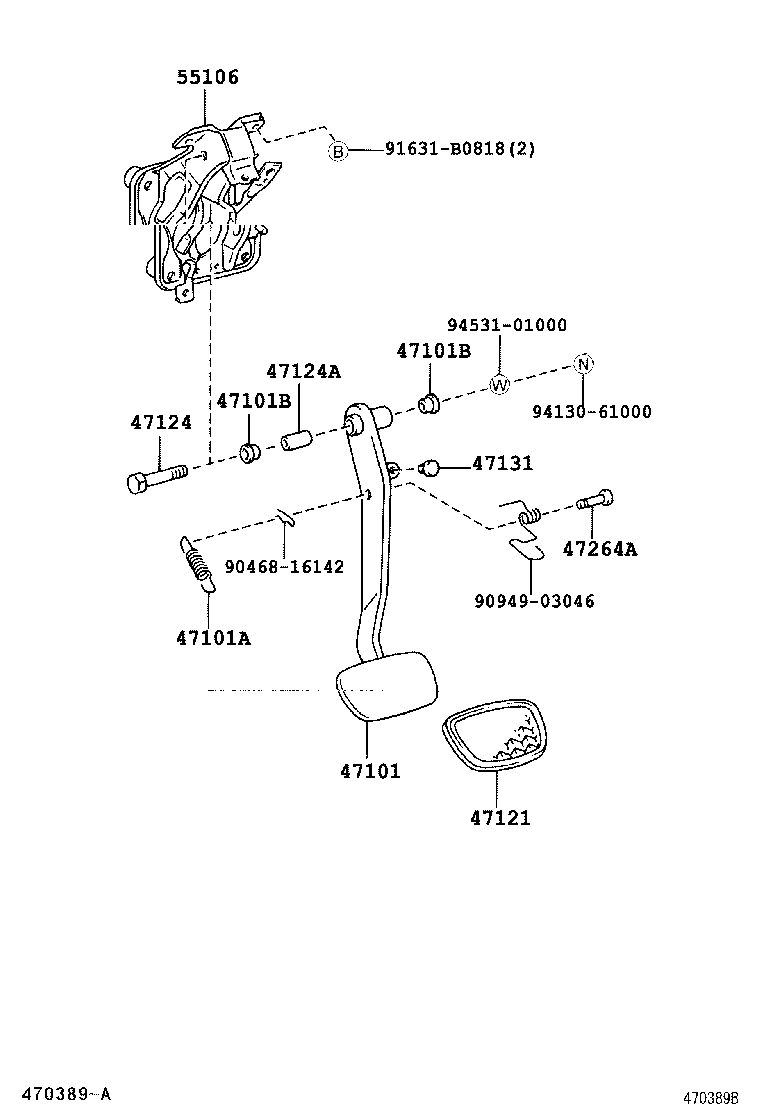 47101-40060 PEDAL SUB-ASSY, BRAKE product image