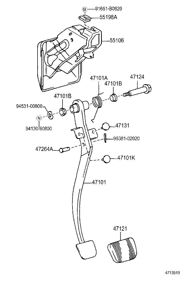 47101-28170 PEDAL SUB-ASSY, BRAKE product image