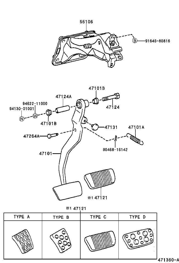47101-53010 PEDAL SUB-ASSY, BRAKE product image
