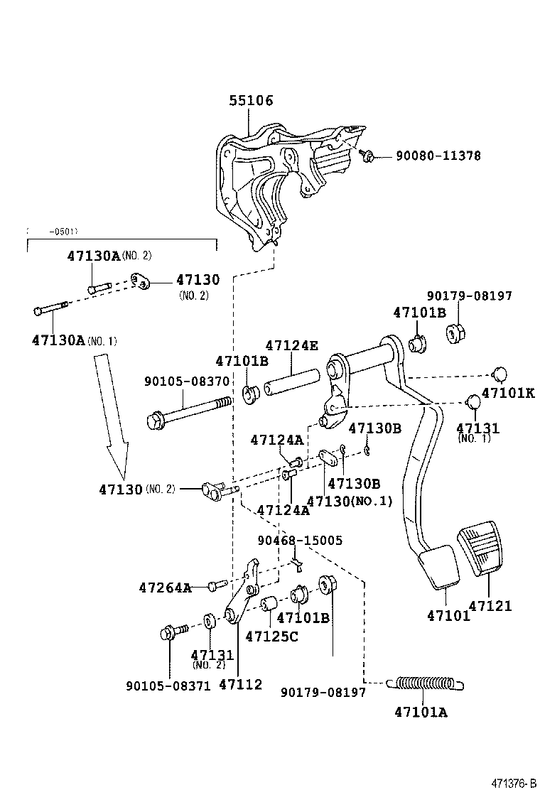 Toyota 47101-34051 PEDAL SUB-ASSY, BRAKE