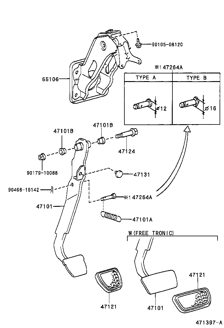 55106-52011 SUPPORT SUB-ASSY, BRAKE PEDAL product image