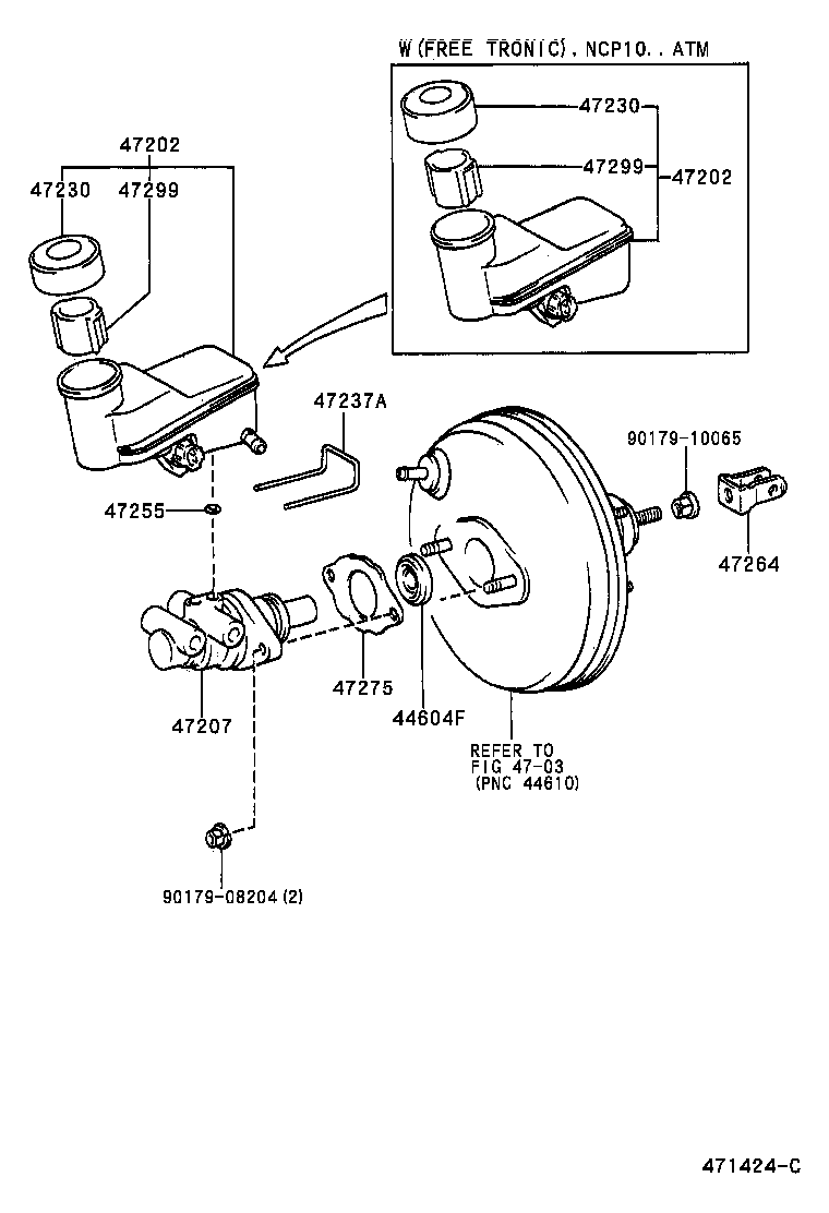 47207-52010 CYLINDER SUB-ASSY, BRAKE MASTER LESS RESERVOIR TANK product image
