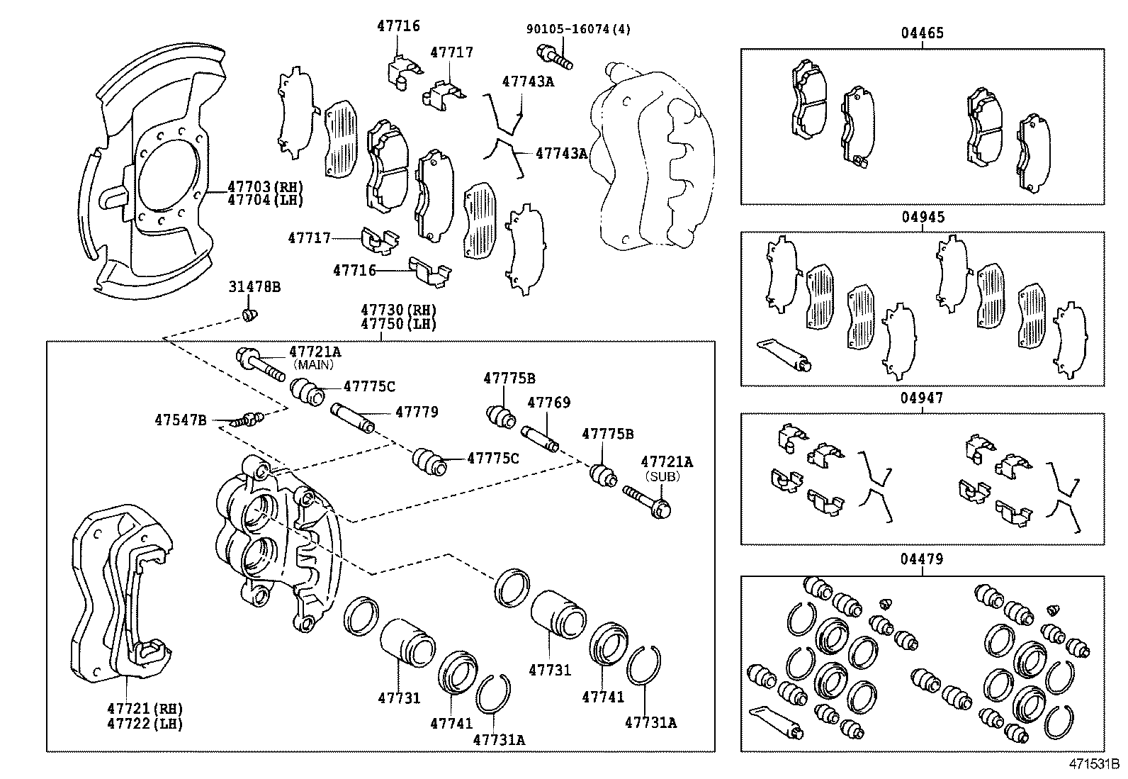 04479-37260 CYLINDER KIT, DISC BRAKE, FRONT product image