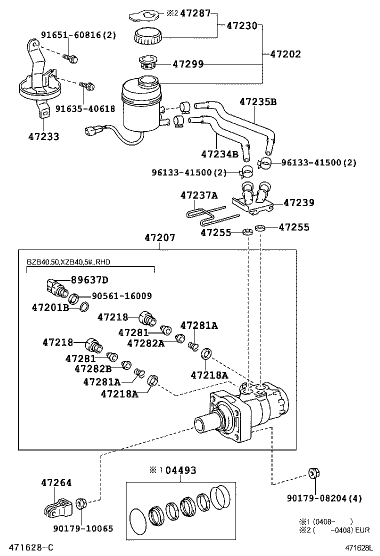 47201-36432 CYLINDER SUB-ASSY, BRAKE MASTER product image