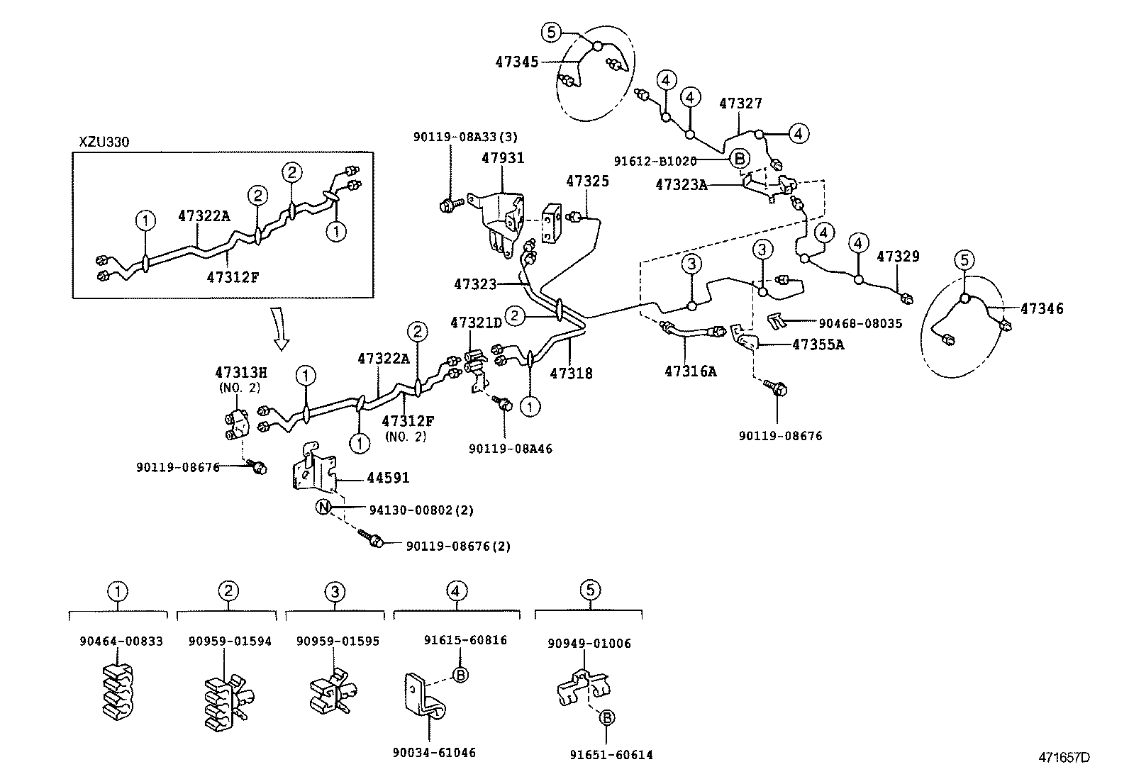47311-37170 TUBE, FRONT BRAKE, NO.1 product image