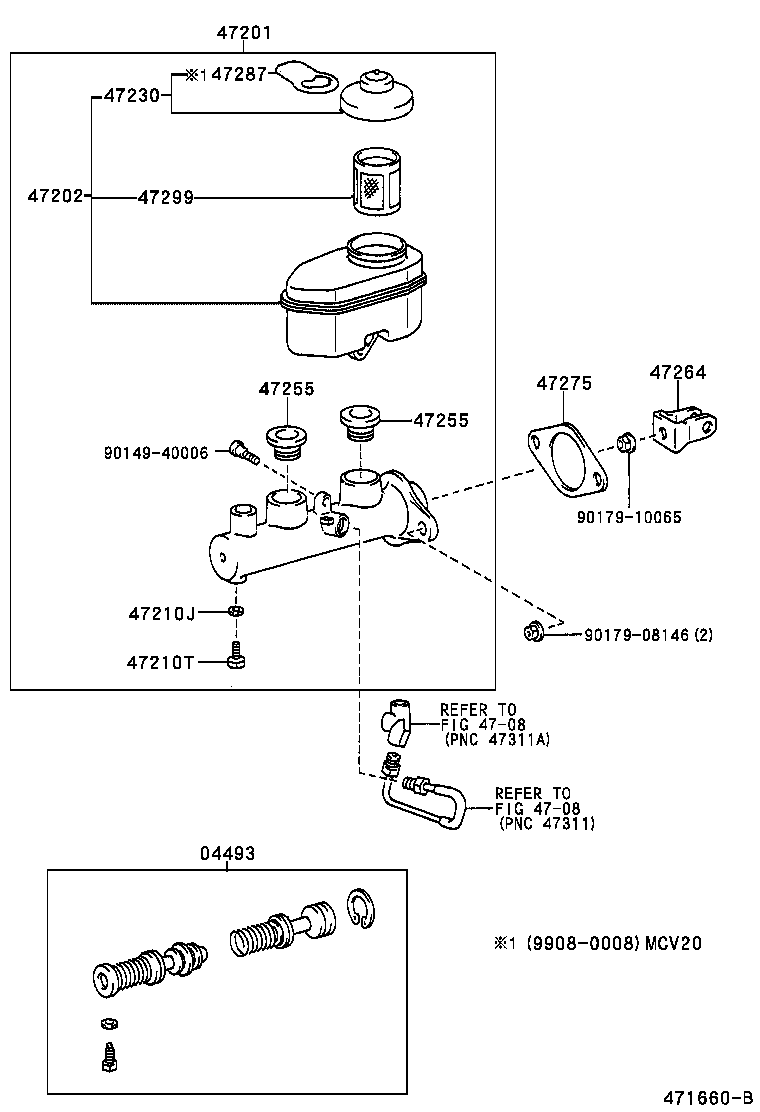 Toyota 04493-21010 CYLINDER KIT, BRAKE MASTER