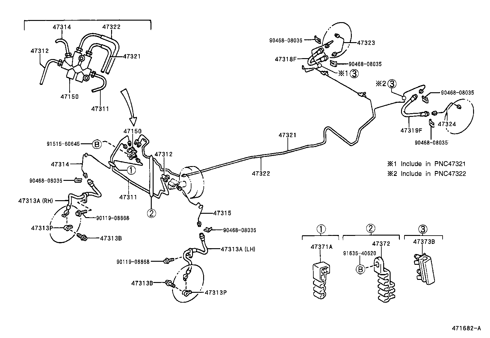 Toyota 47371-52030 CLAMP, BRAKE TUBE, NO.3