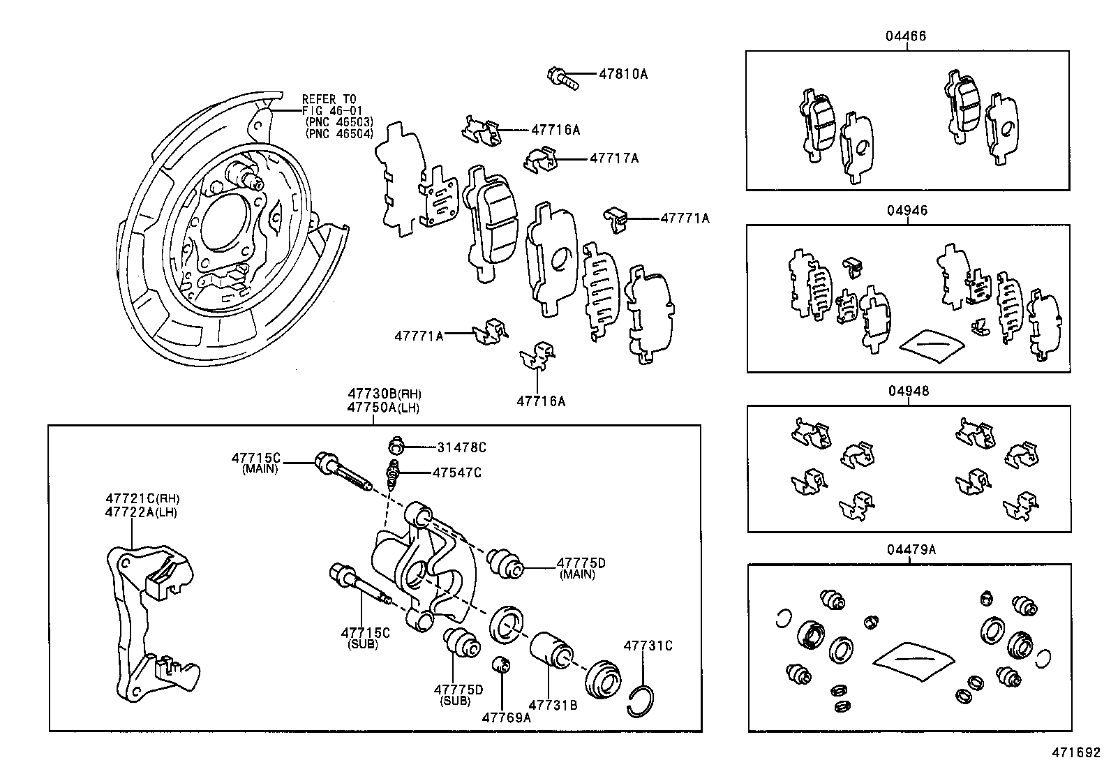 47721-07050 MOUNTING, REAR DISC BRAKE CYLINDER, RH product image