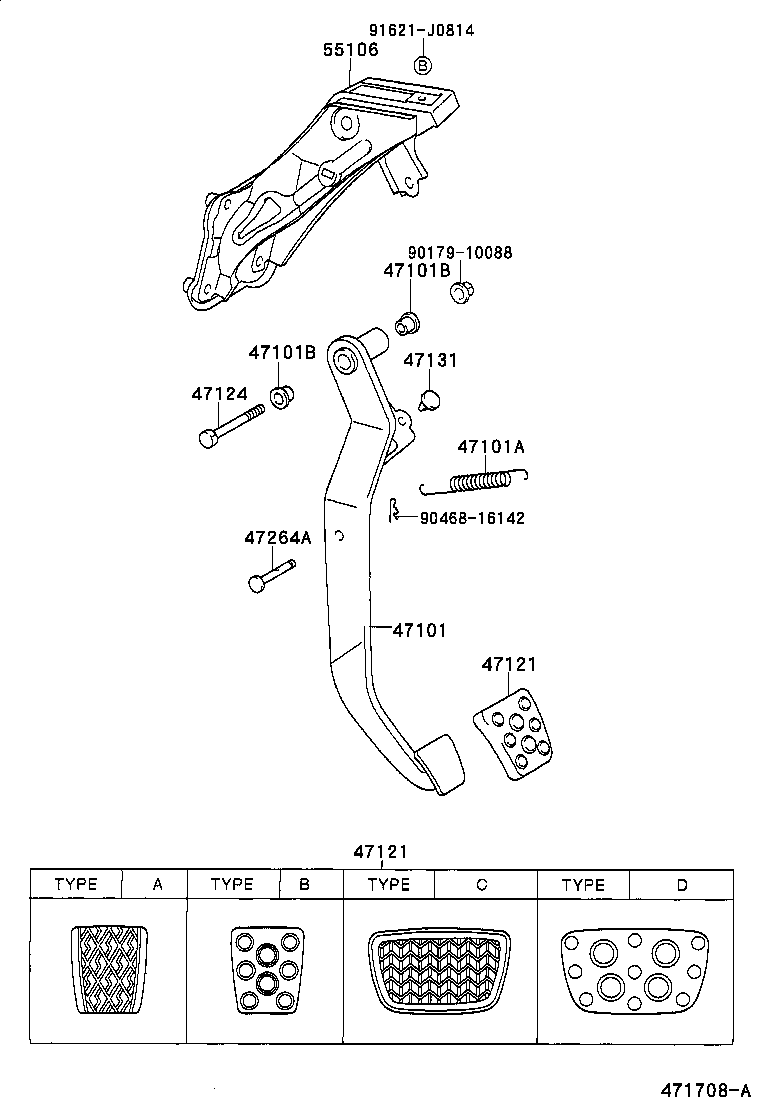 47101-20590 PEDAL SUB-ASSY, BRAKE product image