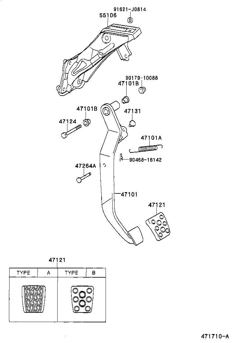 55106-20430 SUPPORT SUB-ASSY, BRAKE PEDAL product image