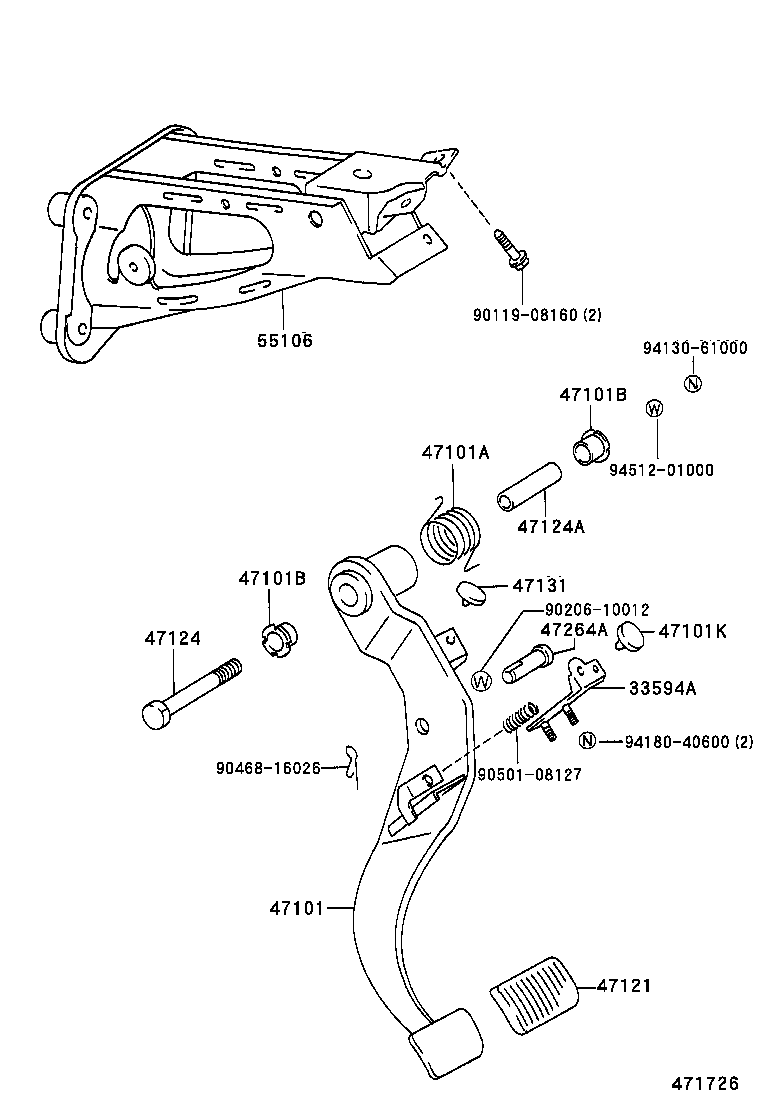 47101-26190 PEDAL SUB-ASSY, BRAKE product image