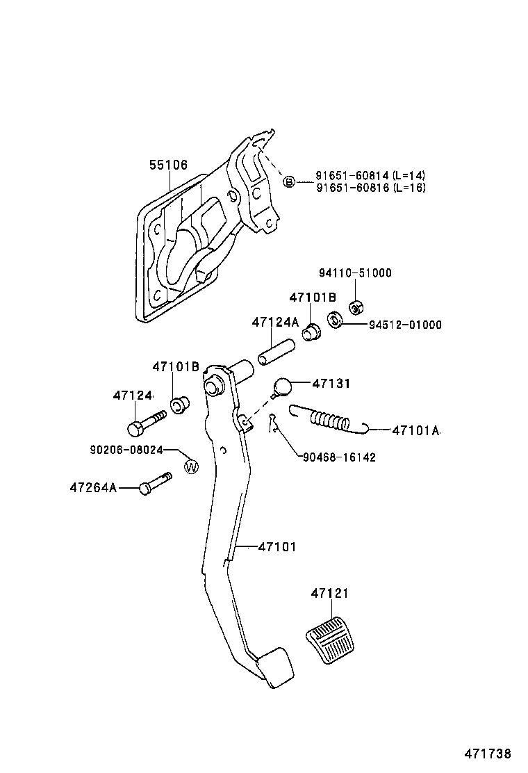 47101-0A030 PEDAL SUB-ASSY, BRAKE product image