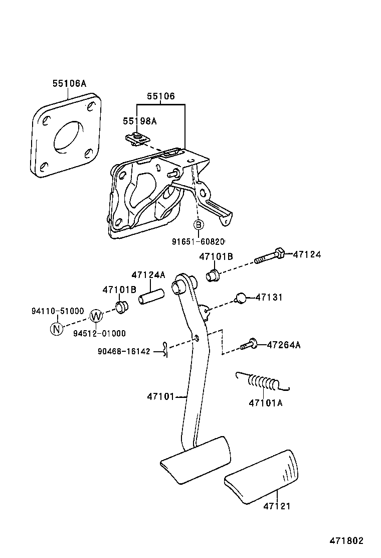 47101-44060 PEDAL SUB-ASSY, BRAKE product image