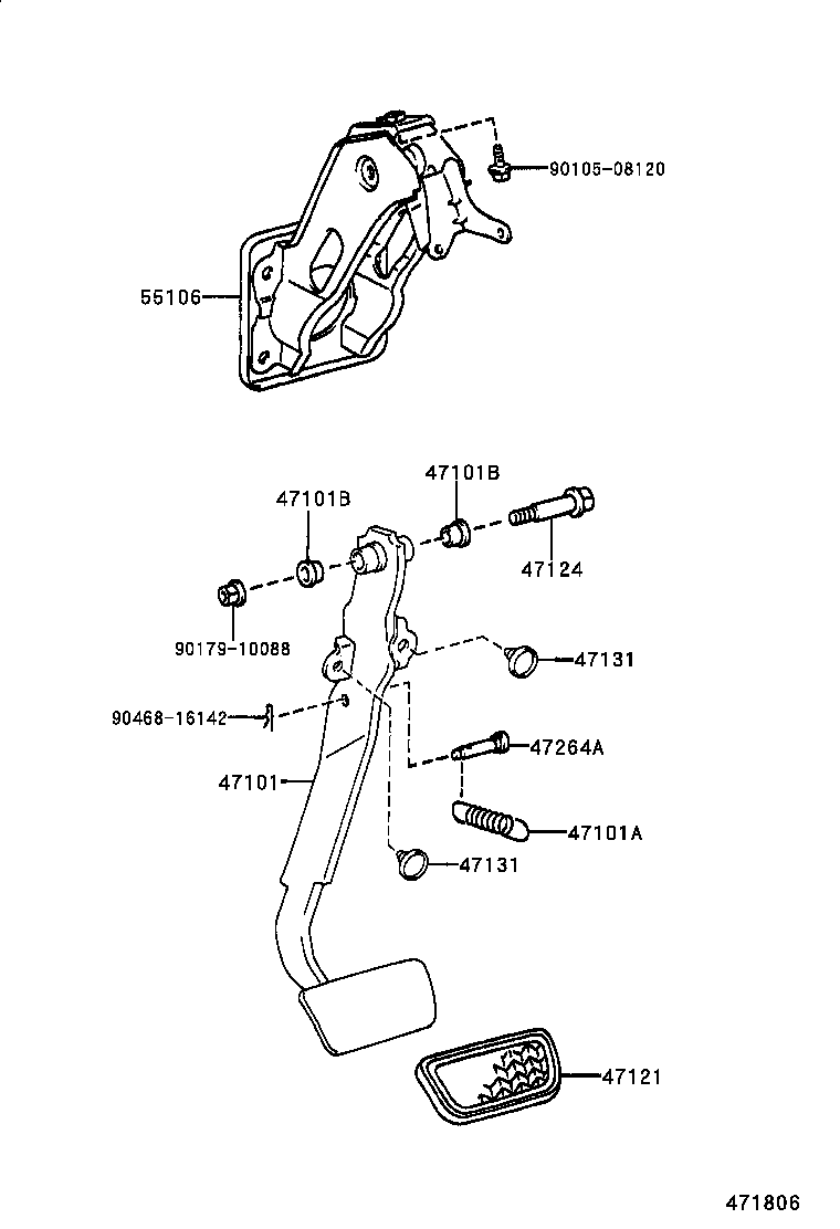 47101-52070 PEDAL SUB-ASSY, BRAKE product image