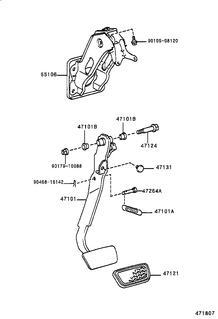 47101-52070 PEDAL SUB-ASSY, BRAKE product image