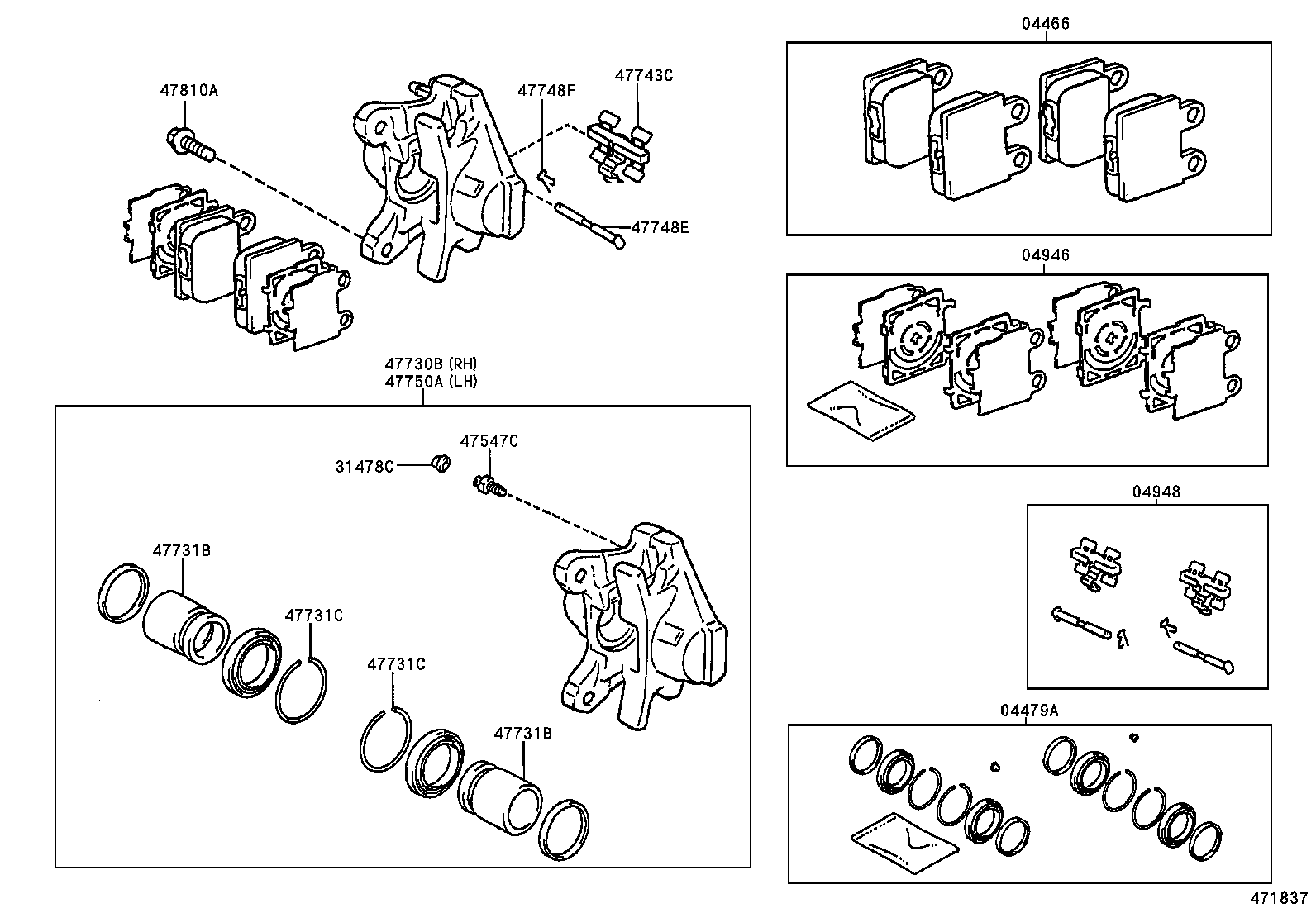 47730-30460 CYLINDER ASSY, REAR DISC BRAKE, RH product image