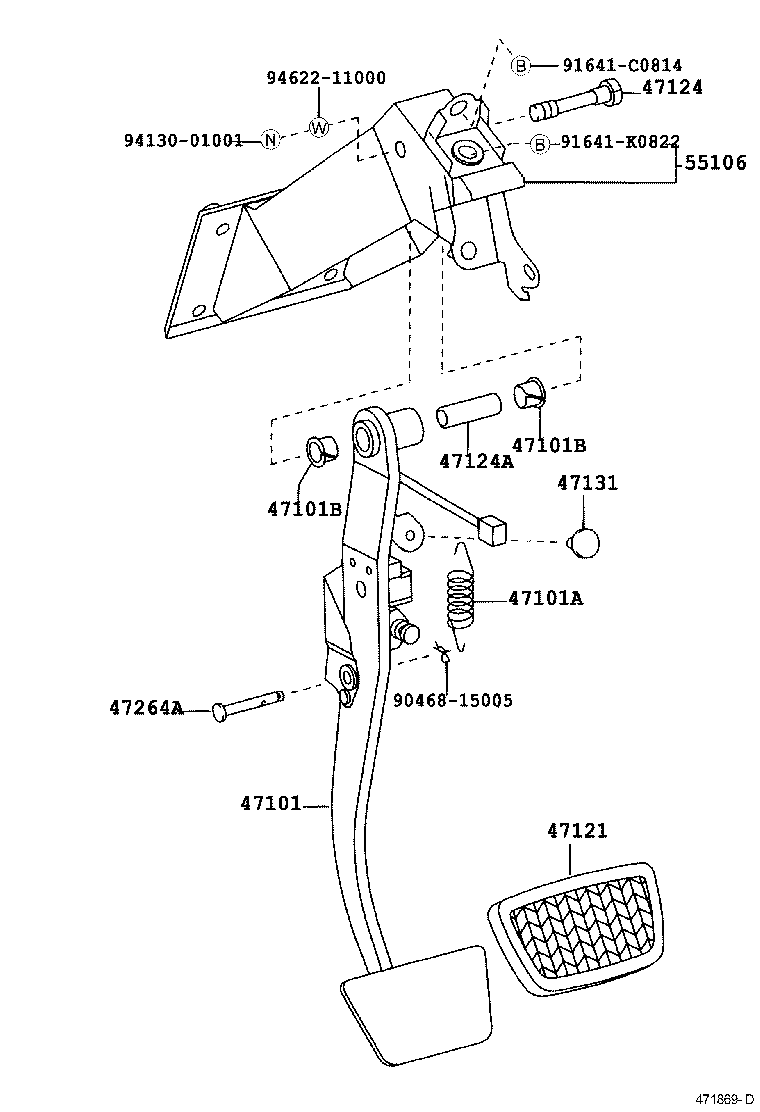 47101-30470 PEDAL SUB-ASSY, BRAKE product image