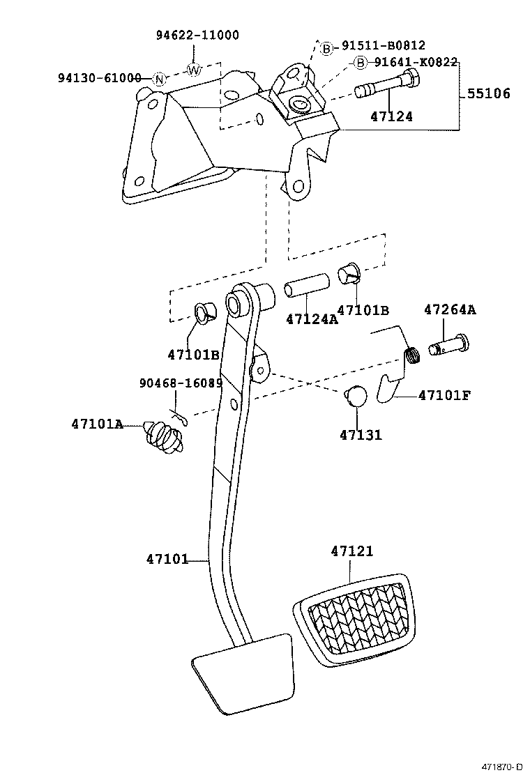 47101-30470 PEDAL SUB-ASSY, BRAKE product image