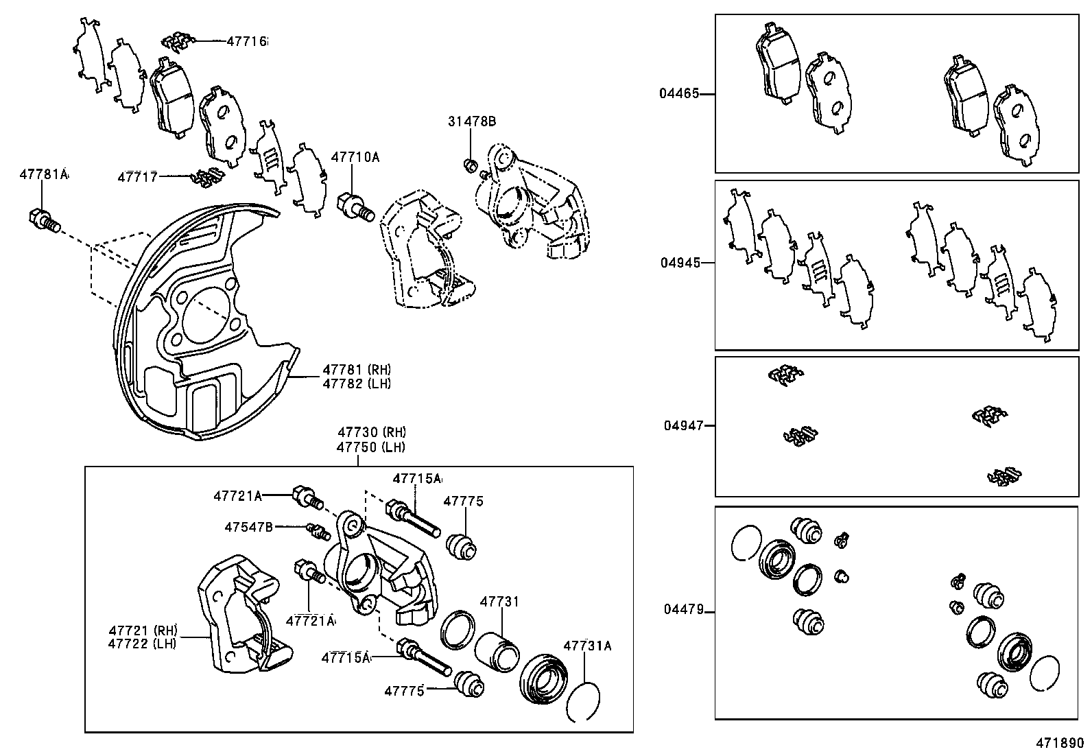 47730-17150 CYLINDER ASSY, FRONT DISC BRAKE, RH product image
