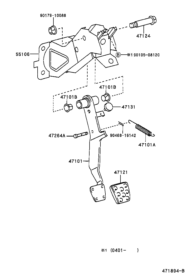 Toyota 47101-17120 PEDAL SUB-ASSY, BRAKE