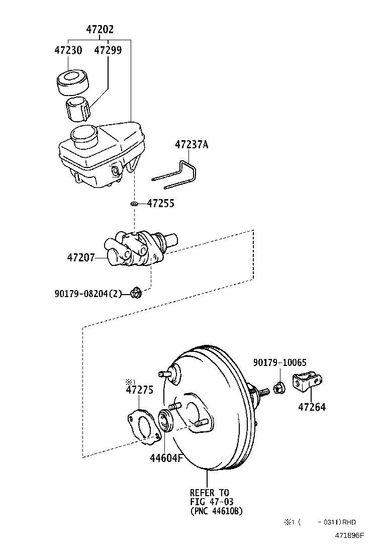 Toyota 47220-12111 RESERVOIR SUB-ASSY, BRAKE MASTER CYLINDER