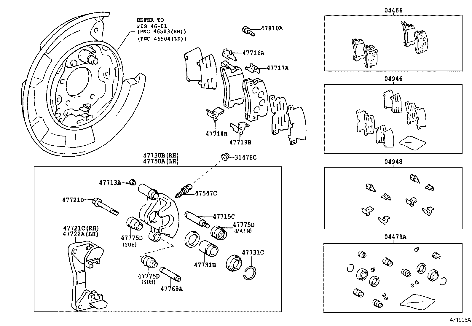 47730-05040 CYLINDER ASSY, REAR DISC BRAKE, RH product image