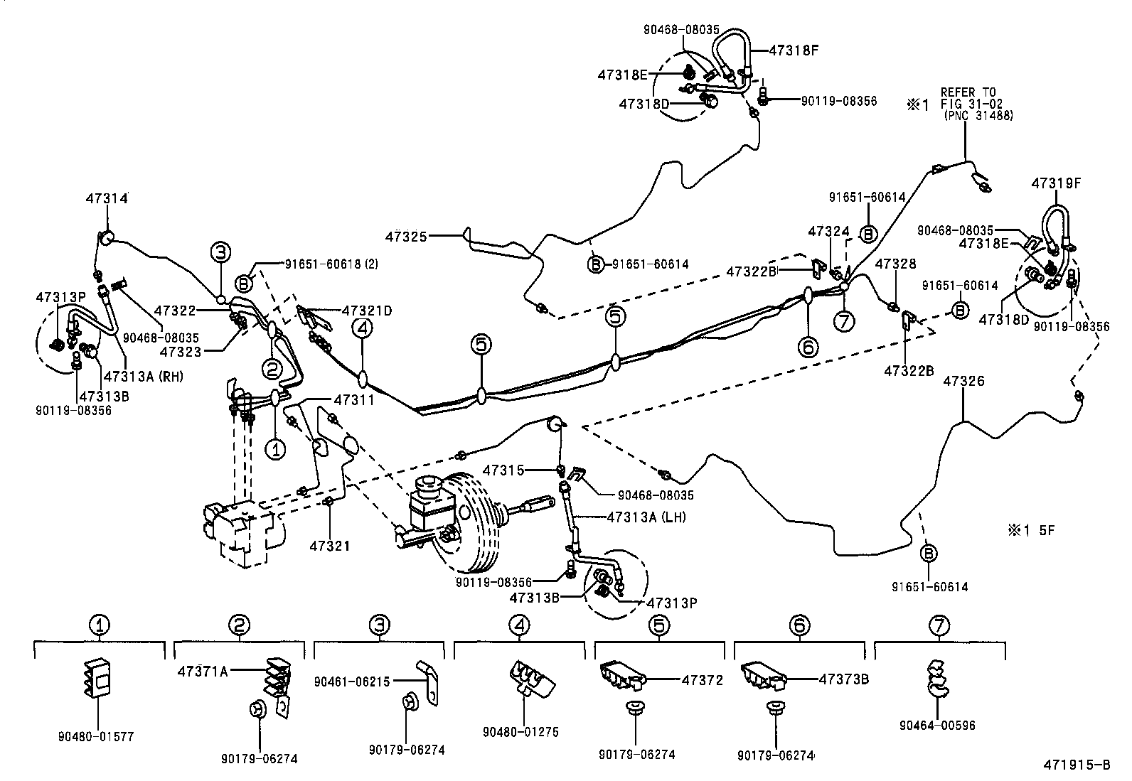 Toyota 47371-17010 CLAMP, BRAKE TUBE, NO.3