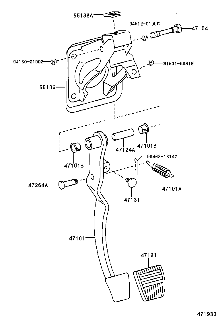 47101-0B070 PEDAL SUB-ASSY, BRAKE product image