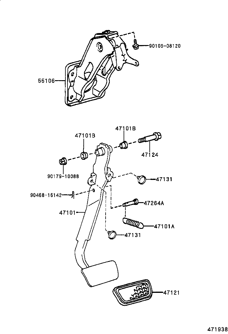 47101-52080 PEDAL SUB-ASSY, BRAKE product image