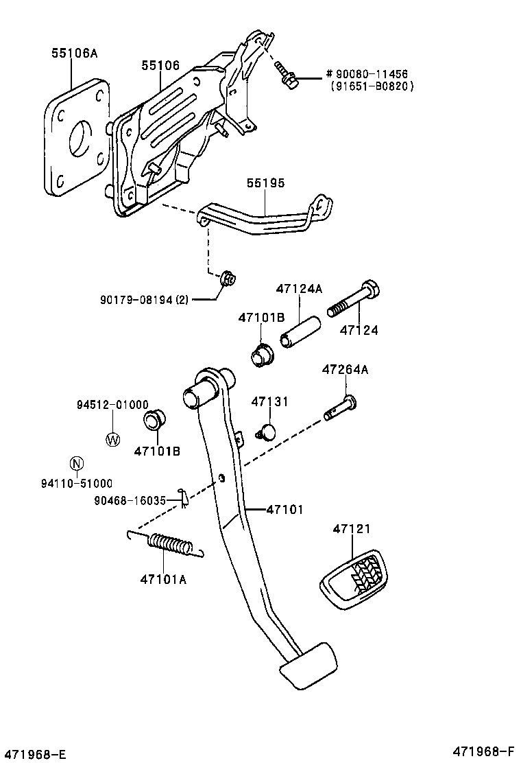 47101-07030 PEDAL SUB-ASSY, BRAKE product image