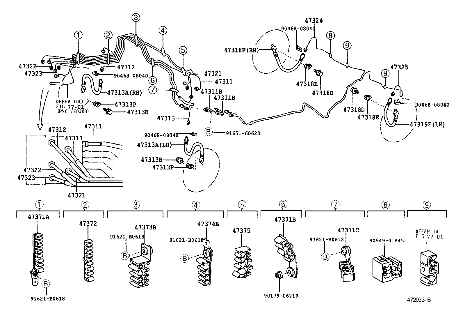 Toyota 47371-53080 CLAMP, BRAKE TUBE, NO.3