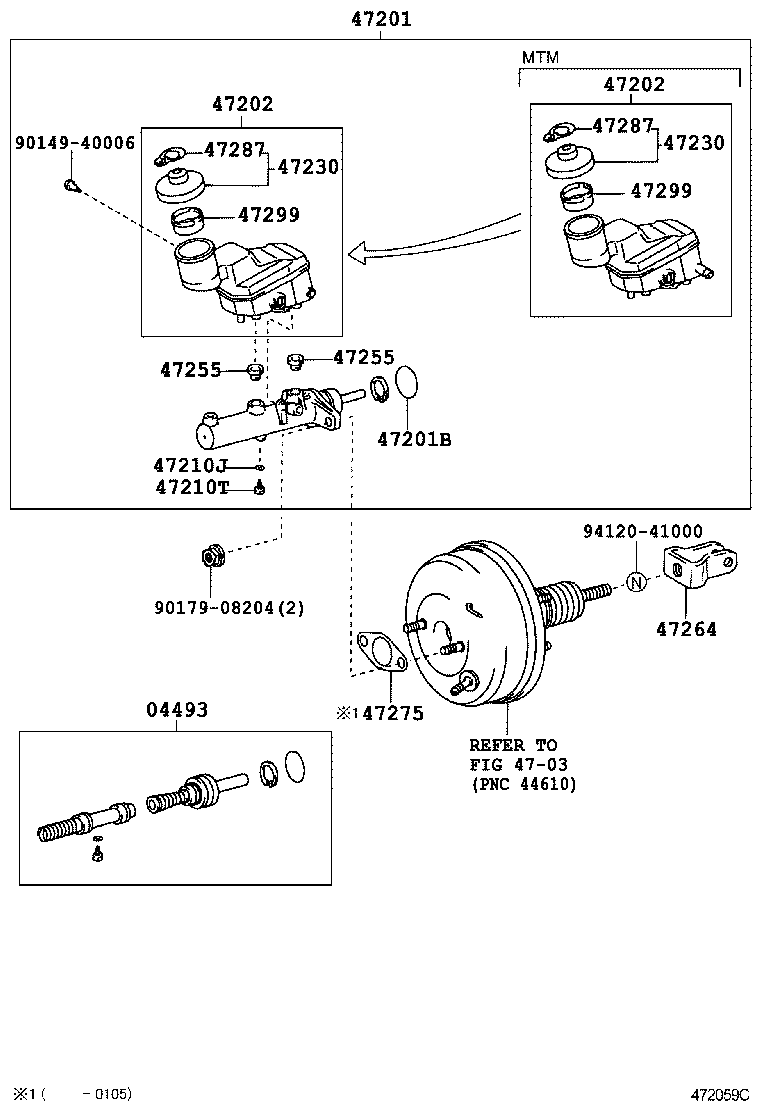 47201-42280 CYLINDER SUB-ASSY, BRAKE MASTER product image