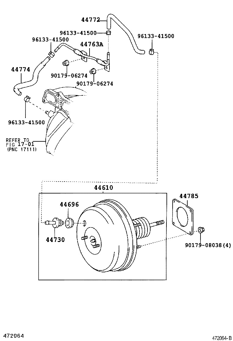 Toyota 44763-42040 TUBE, HOSE TO HOSE, NO.1