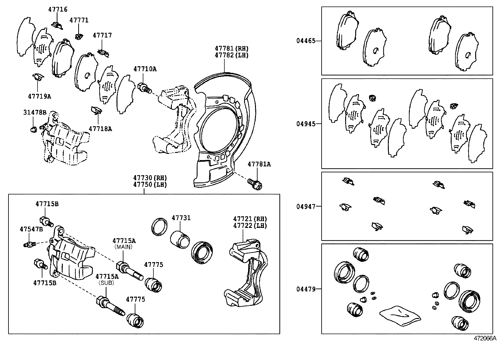 Toyota 04947-42040 FITTING KIT, DISC BRAKE, FRONT