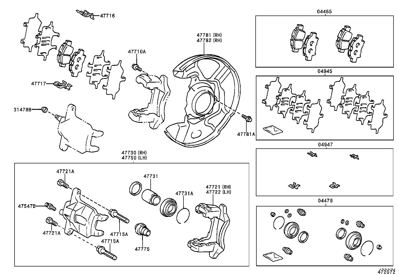 47730-47010 CYLINDER ASSY, FRONT DISC BRAKE, RH product image