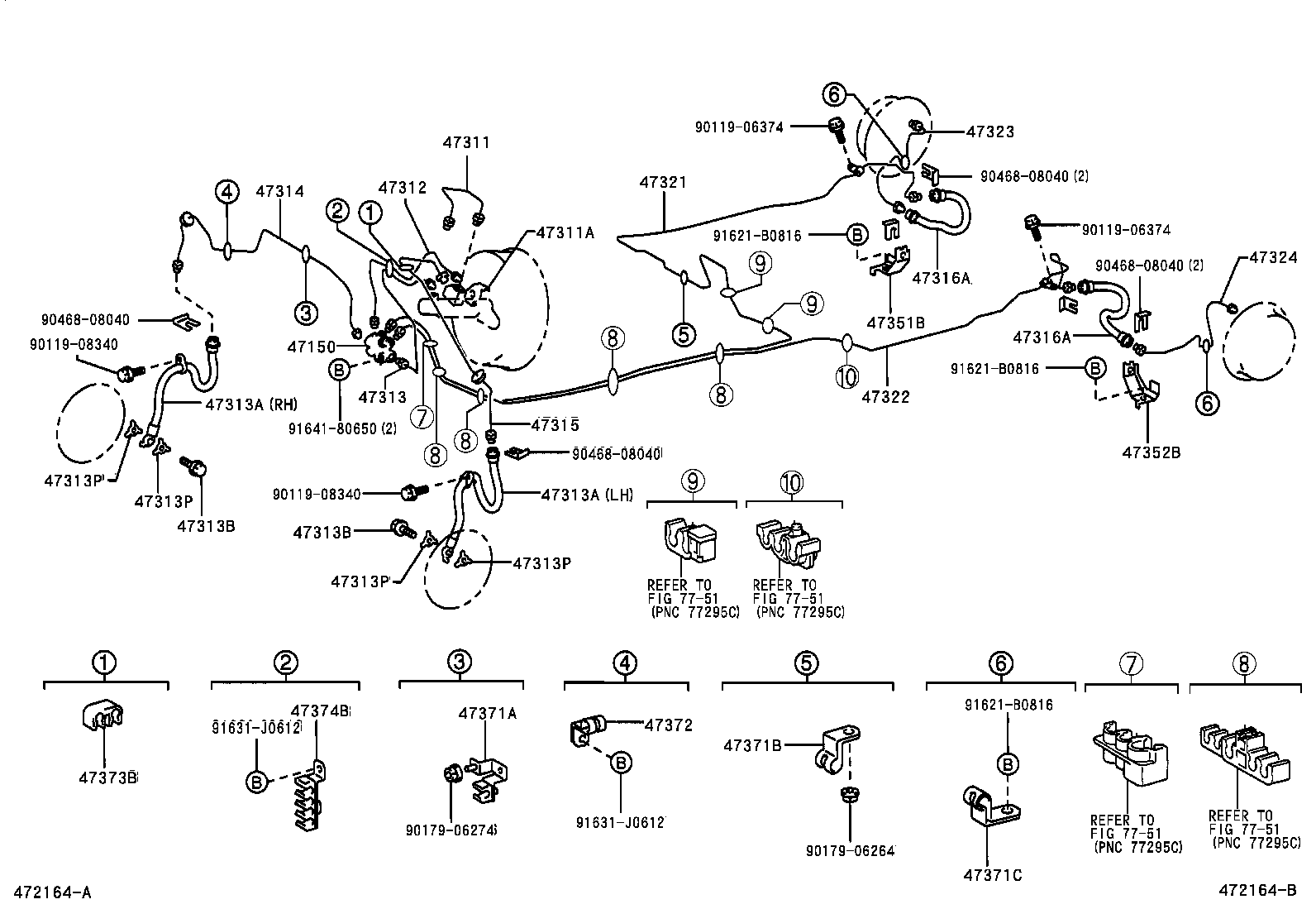Toyota 47371-42230 CLAMP, BRAKE TUBE, NO.3