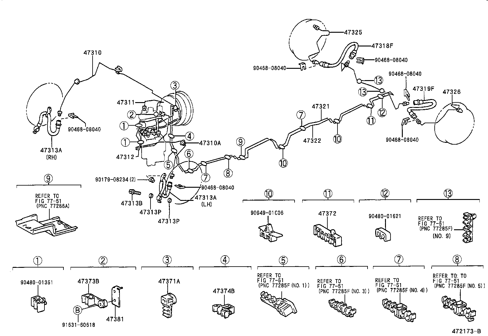 Toyota 47371-45020 CLAMP, BRAKE TUBE, NO.3